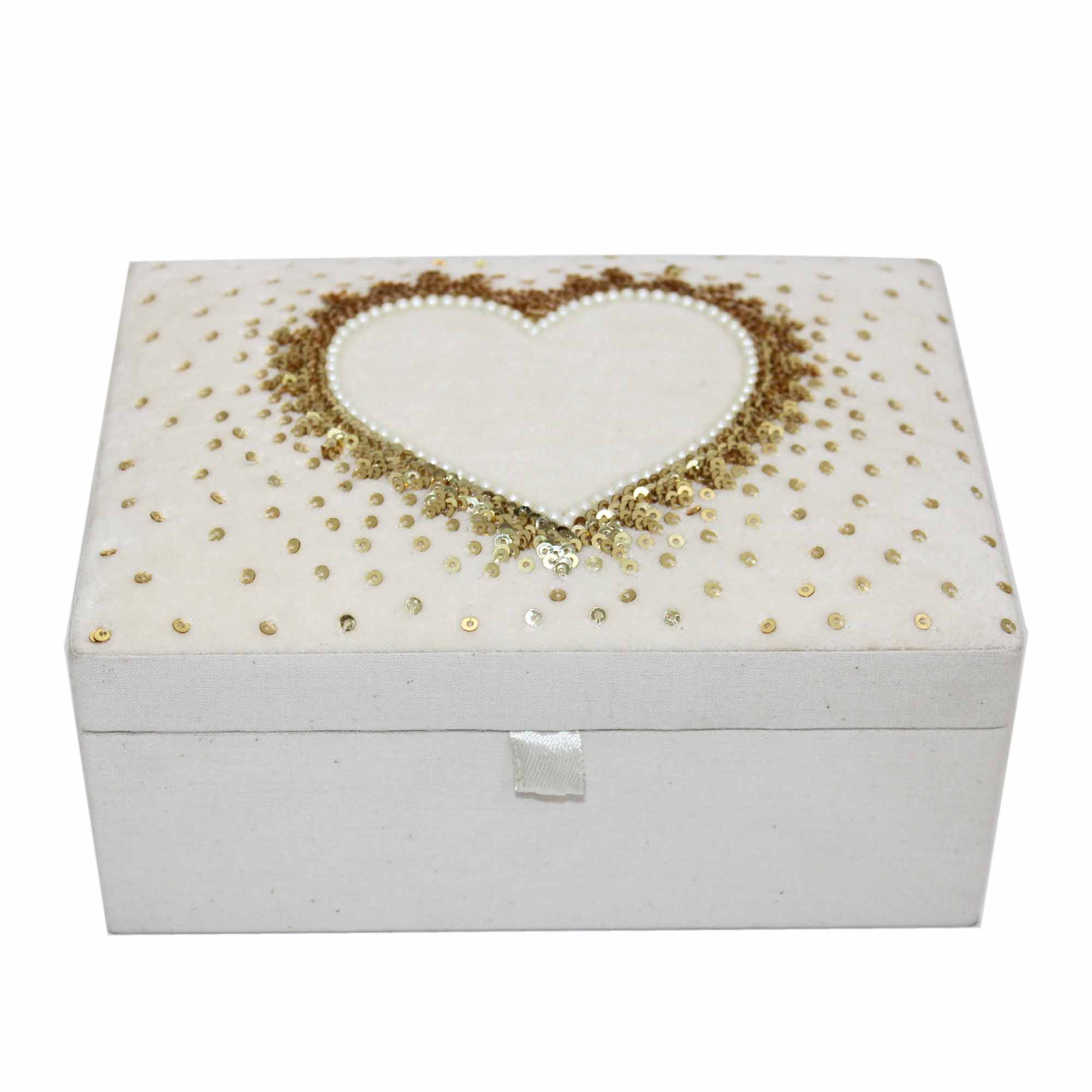 Beautiful Heart Sequin Beaded Stationary Box for Kids